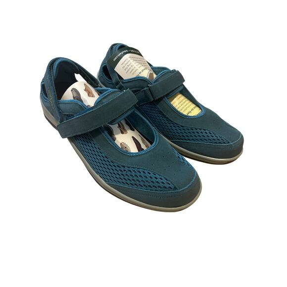 Orthofeet Womens Sanibel 898 Teal Blue Suede Mary Jane Comfort Shoe Size 11 - Picture 1 of 6